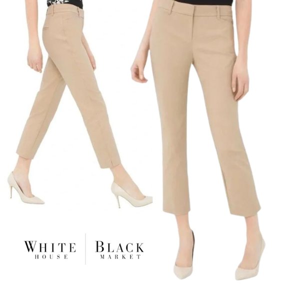 White House Black Market Pants - NWOT - WHBM khaki tan Straight Crop Pants, stretch, Size 12